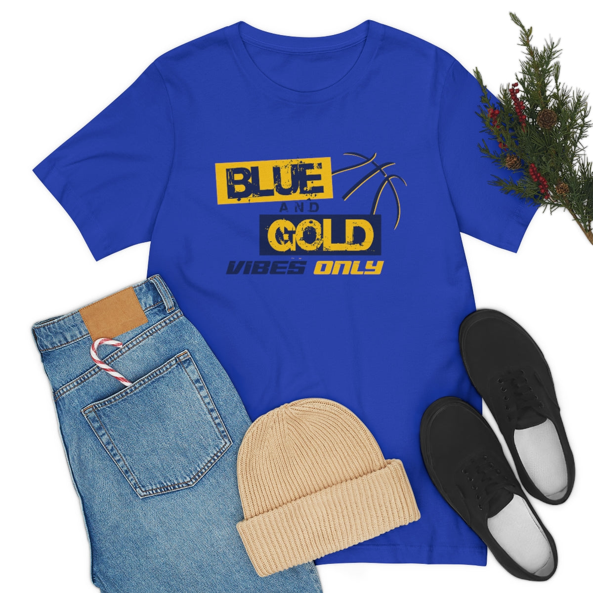 Blue & Gold Vibes Only Short Sleeve Tee
